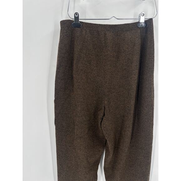 Helen HSU Vintage Pants Womens Large Brown Knit Pleated Pockets 80s 90s Straight - Picture 10 of 14